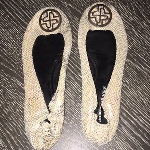 Silver Audrey Brooke flats with silver pendant